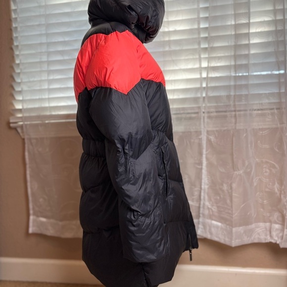 Armani Exchange Women’s Black/Orange/Pink Reversible Winter Puffer Long Coat, XL - Picture 5 of 15